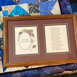 Thank you, mom and dad, with a poem on the side vintage